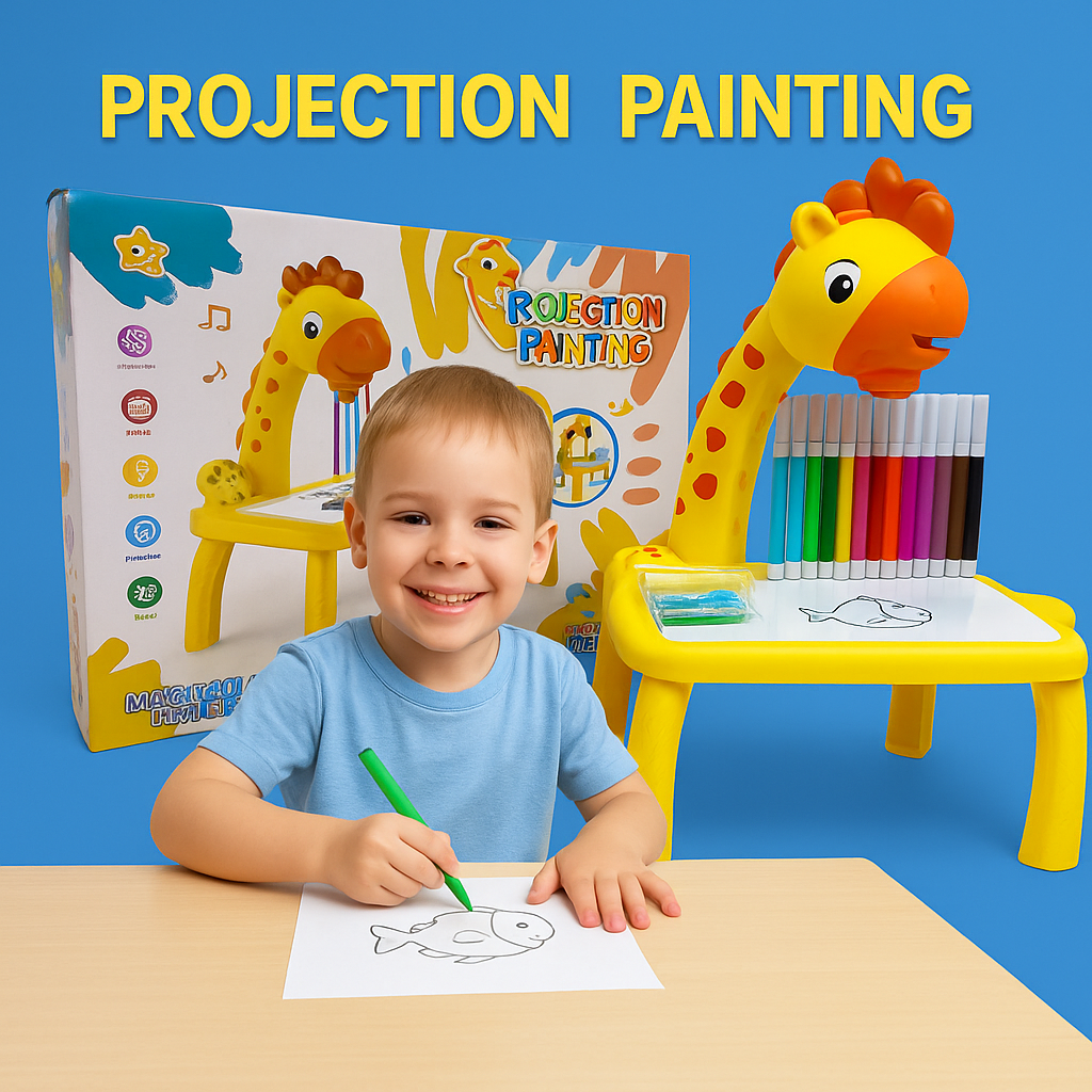 Giraffe Projection Painting Drawing Table Toy – LED Projector Art Set for Kids (Age 3+)