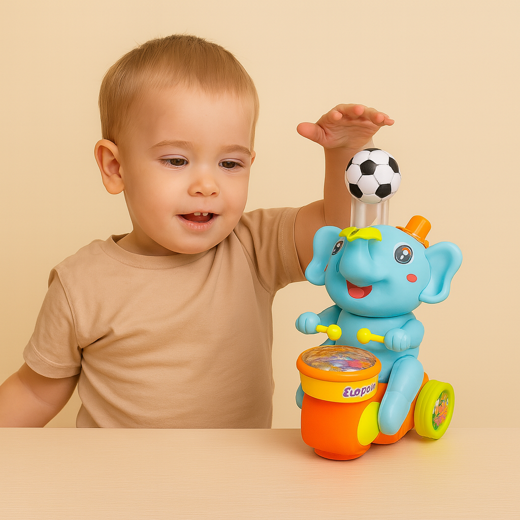 Elephant Musician Toy with Flashing Lights & Rotating Football – Musical Walking Animal Toy for Kids | KidCity.pk