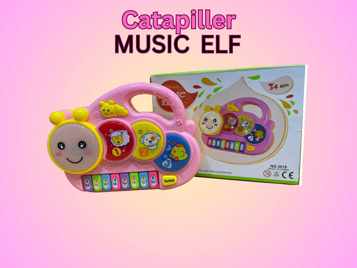Caterpillar Music ELF Piano Toy – Light-Up Educational Keyboard for Kids (Age 1-5)